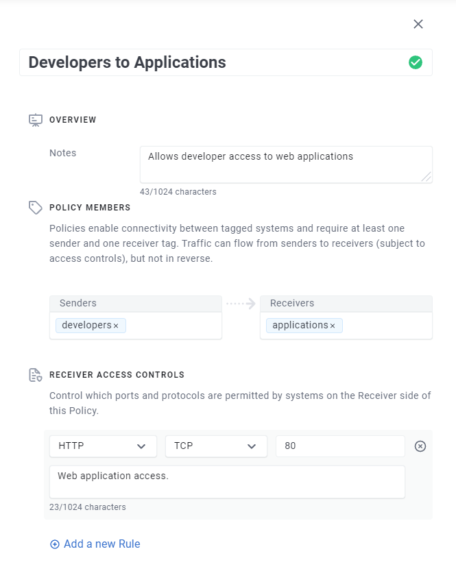 Creating a Policy with Access Controls